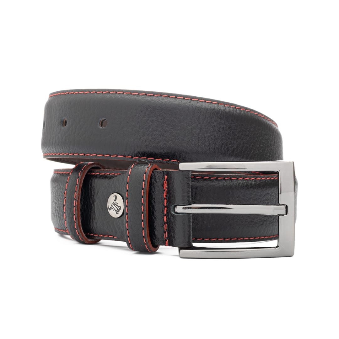 curea-barbati-piele-naturala-negru-Red-Line
