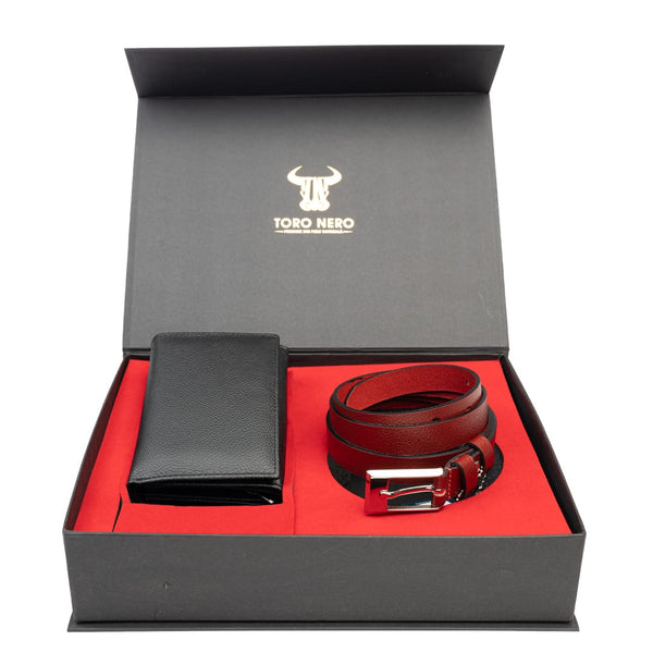set-cadou-portofel-curea-femei-piele-naturala-negru-rosu-Little-Slim