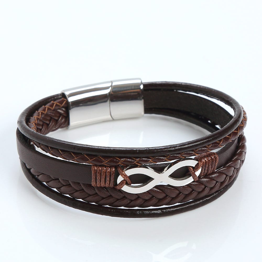 Bratara-barbati-piele-naturala-maro-Infinit1