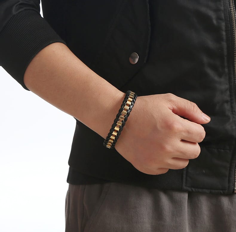 Bratara-barbati-piele-naturala-negru-Chain2