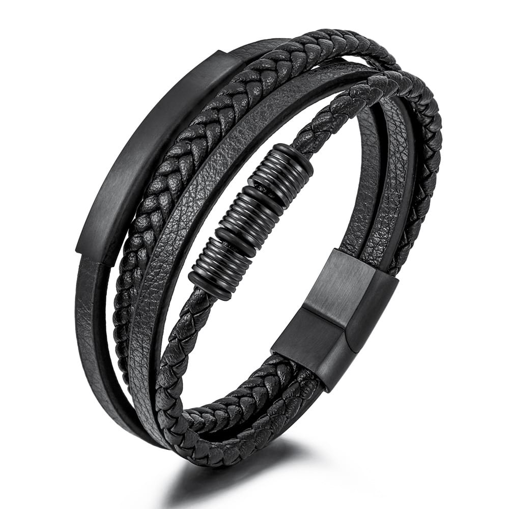 Bratara-barbati-piele-naturala-negru-Essentials
