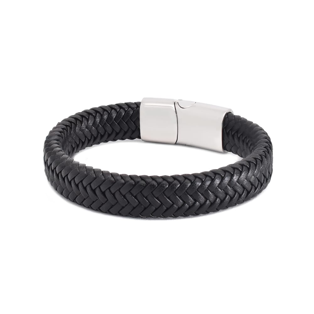 Bratara-barbati-piele-naturala-negru-Silva