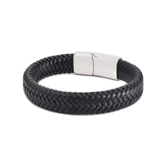 Bratara-barbati-piele-naturala-negru-Silva