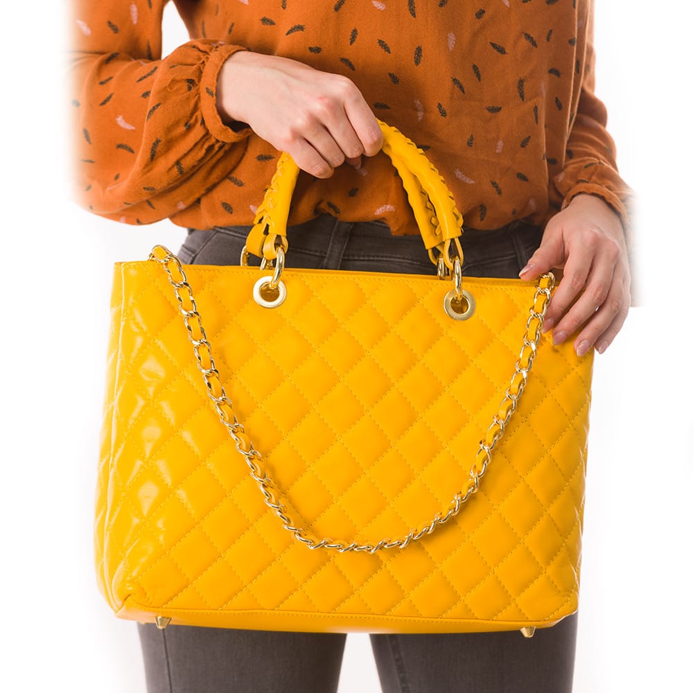 Geanta-dama-din-piele-naturala-galben-Crossed-Lady