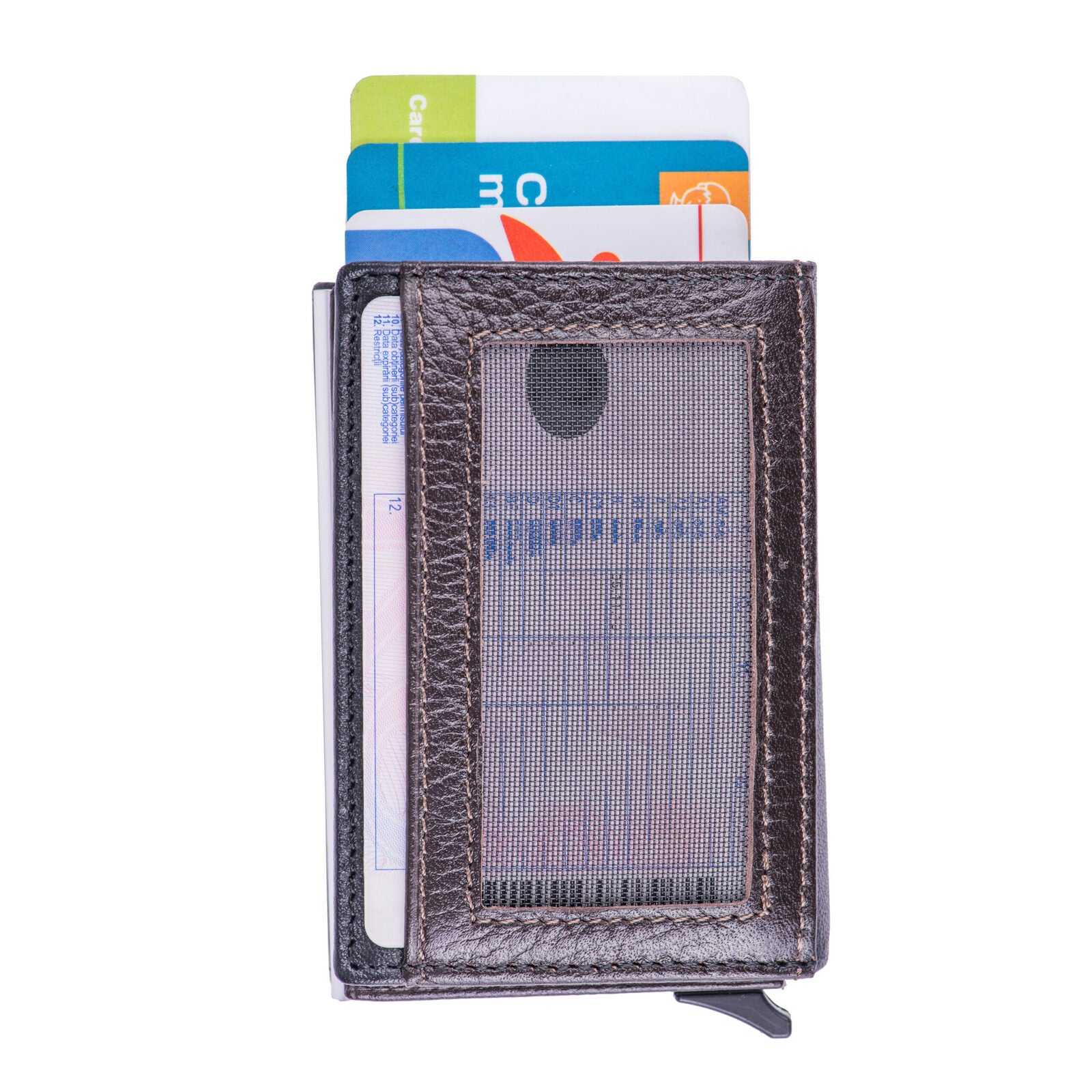 Porte-cartes pour homme en cuir véritable noir-marron Contractor, protection RFID