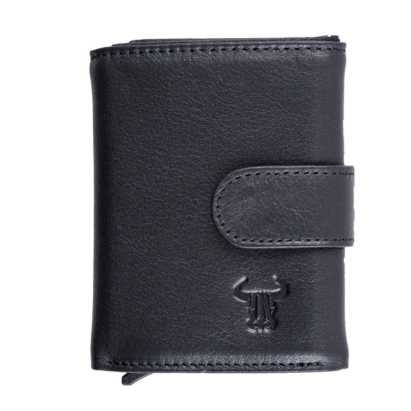 Porte-cartes pour homme en cuir véritable noir Master Slide Pro, protection RFID