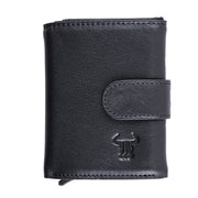 Port-card barbati din piele naturala negru Master Slide Pro,protectie RFID