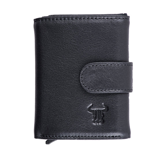 Port-card barbati din piele naturala negru Master Slide Pro,protectie RFID