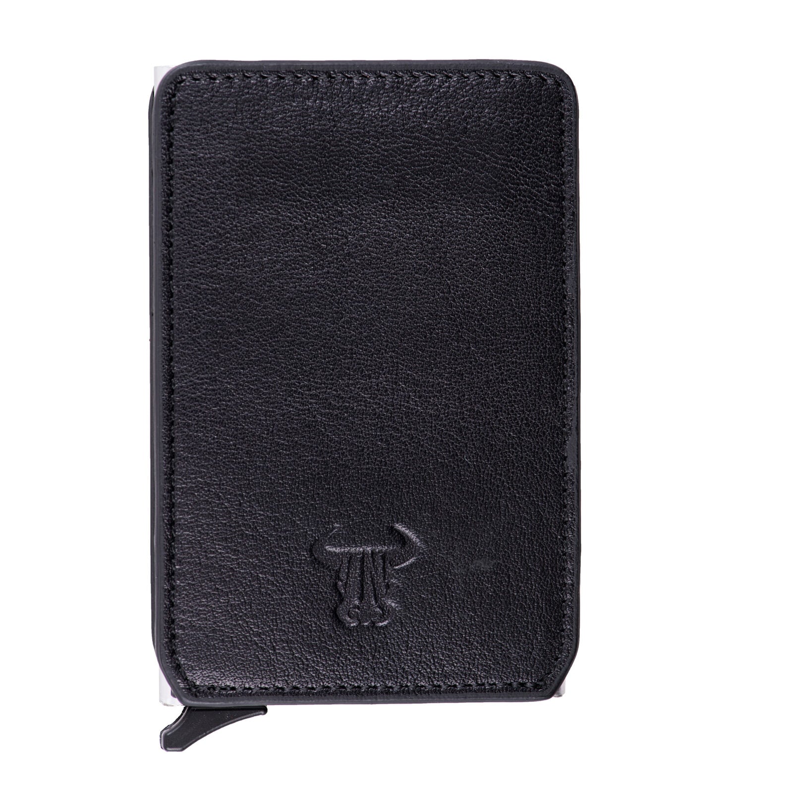 Port-card barbati din piele naturala negru Master Slide,protectie RFID