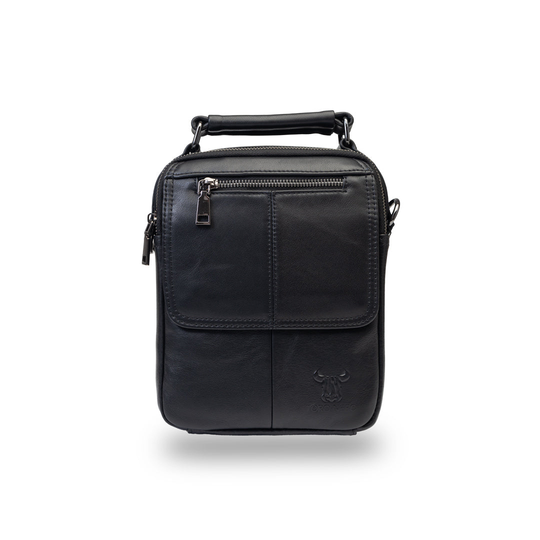 Herrentasche aus echtem Leder schwarz Trio