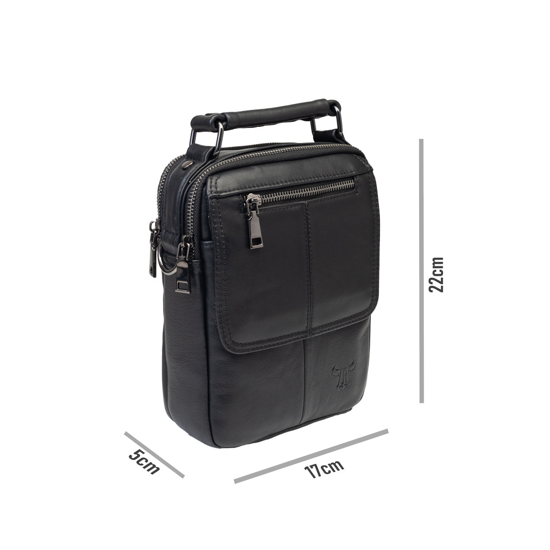 Herrentasche aus echtem Leder schwarz Trio