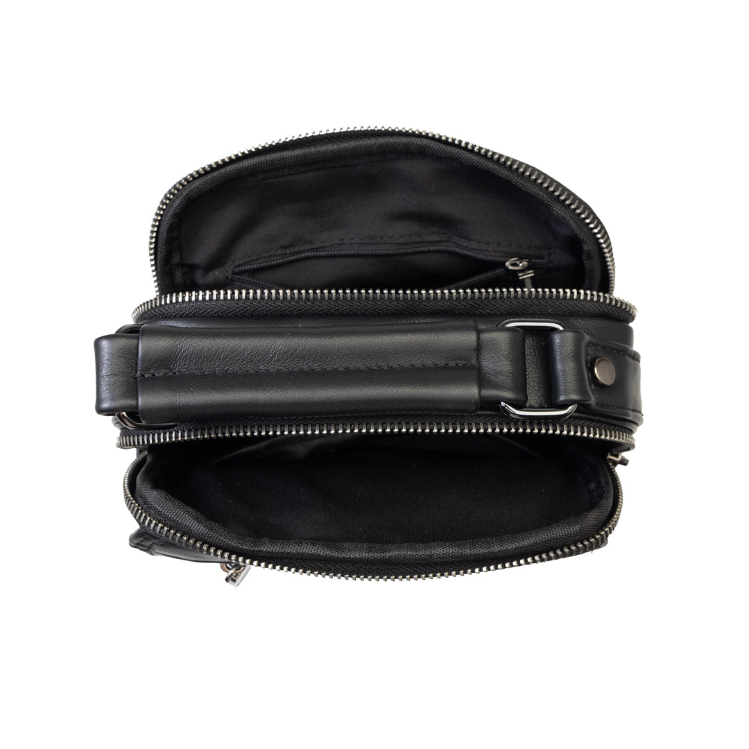 Herrentasche aus echtem Leder schwarz Trio