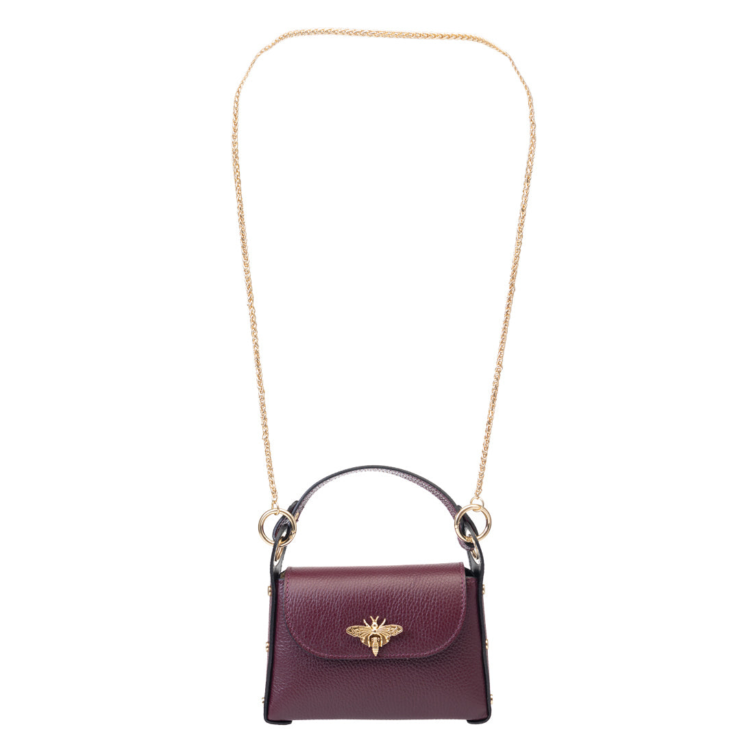 Bolso de mujer de piel genuina color burdeos Iris
