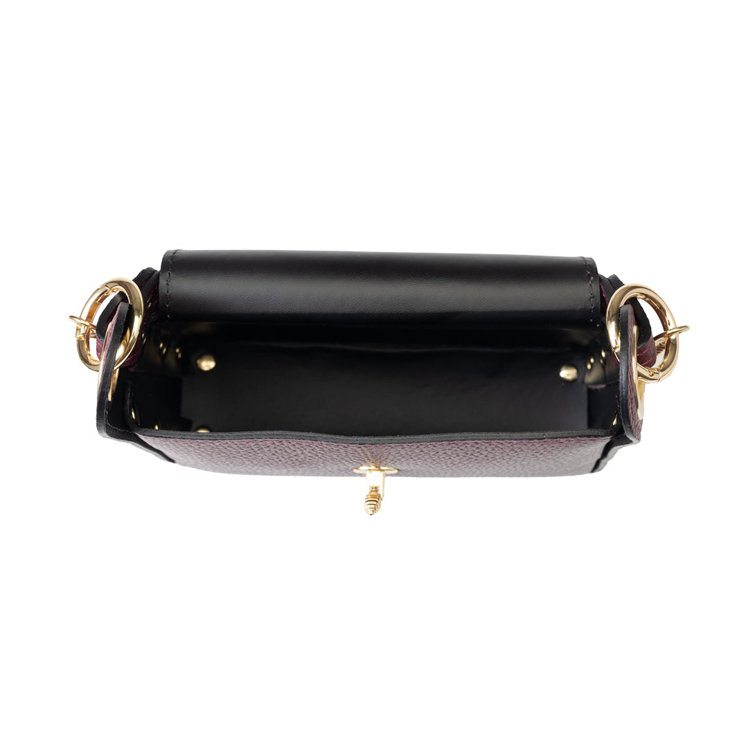 Damenhandtasche aus echtem Leder Bordeaux Iris