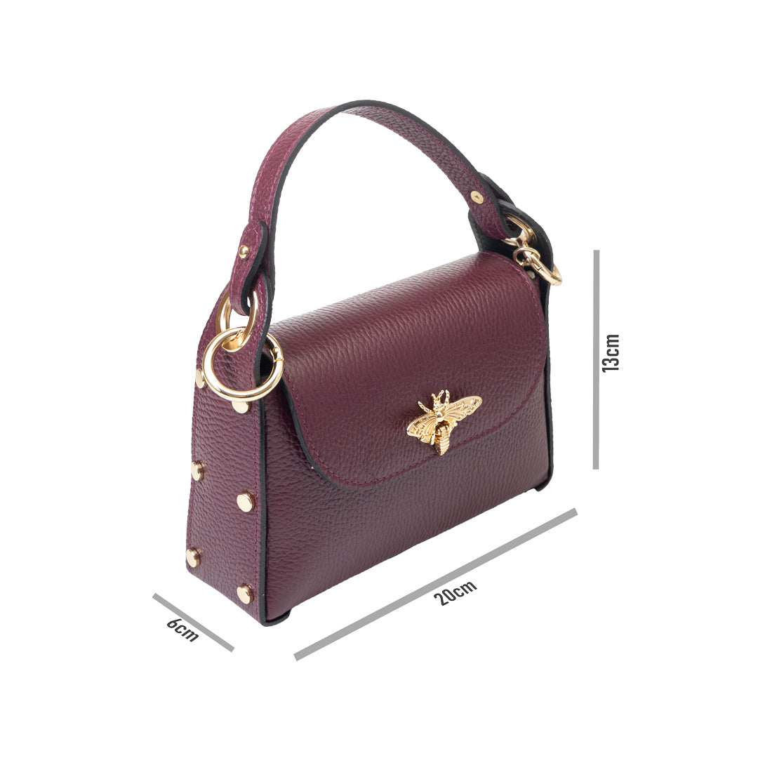 Damenhandtasche aus echtem Leder Bordeaux Iris