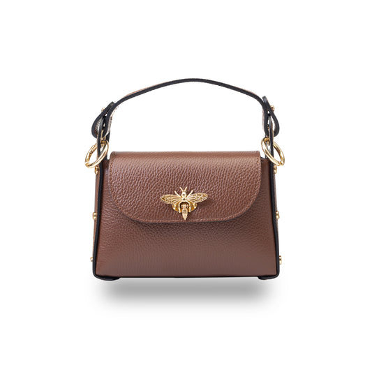 Bolso de mujer de piel natural marrón coñac Iris