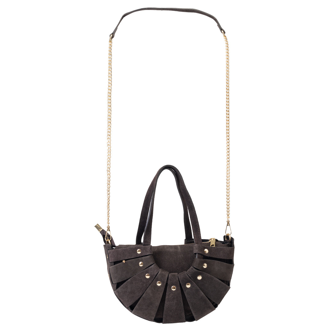 Damenhandtasche aus dunkelbraunem Echtleder Ruth