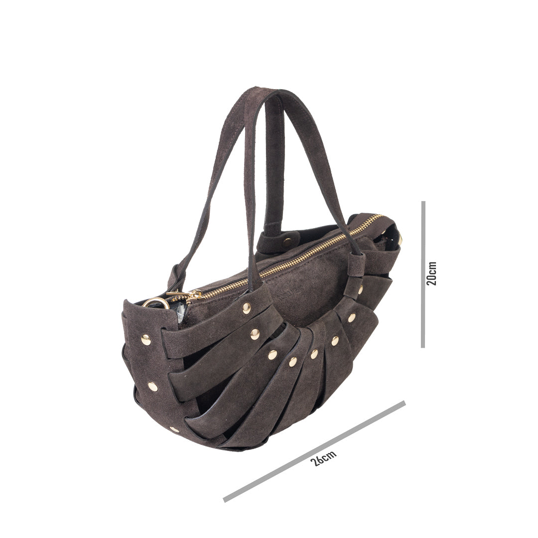 Damenhandtasche aus dunkelbraunem Echtleder Ruth
