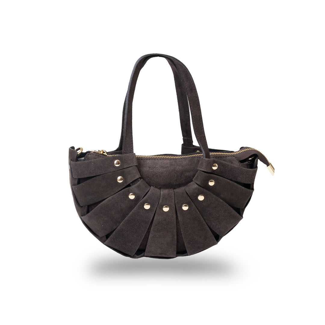 Damenhandtasche aus dunkelbraunem Echtleder Ruth