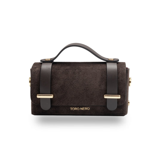 Bolso de mujer de piel genuina marrón oscuro - piel vuelta Natalia