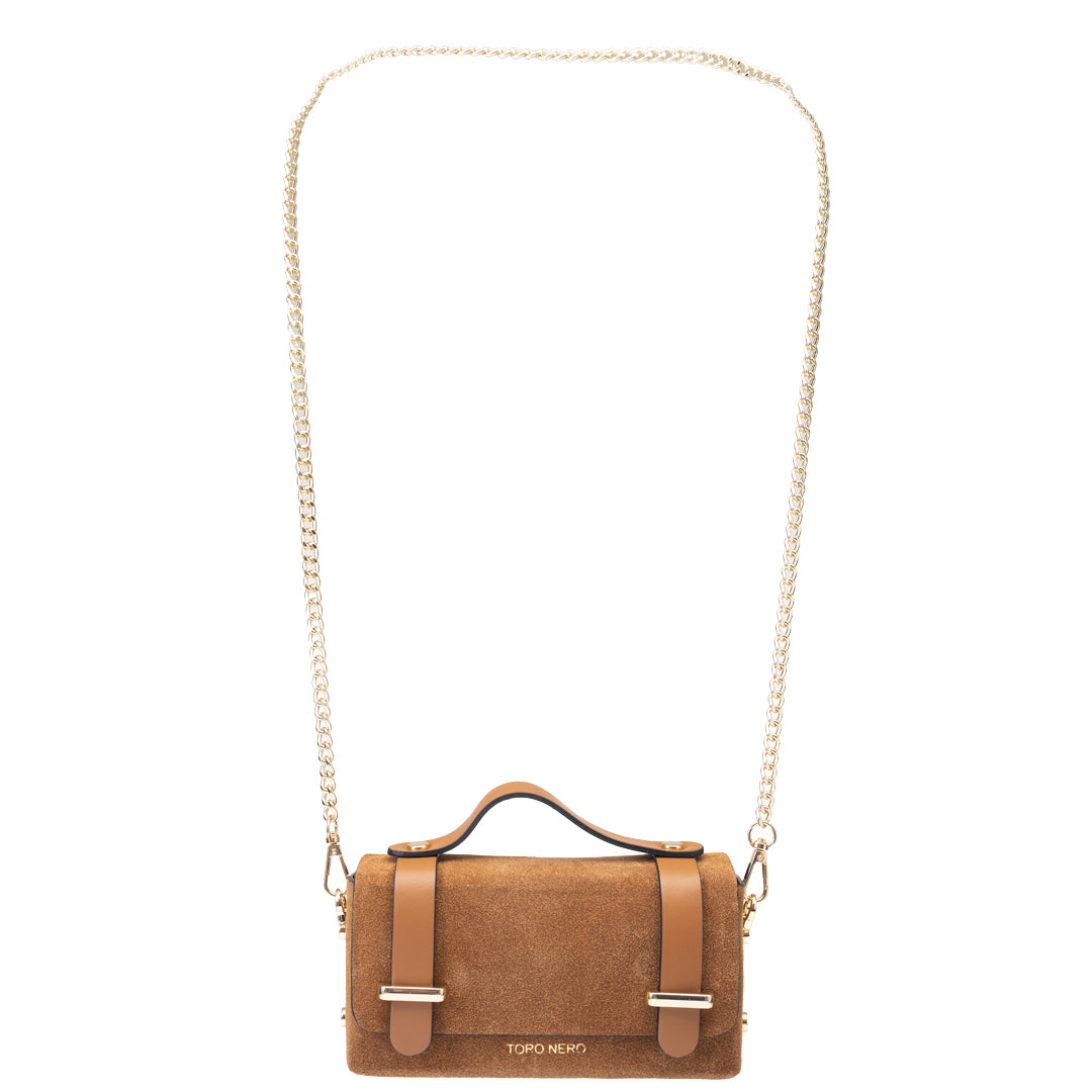 Bolso de piel natural marrón ante Natalia para mujer