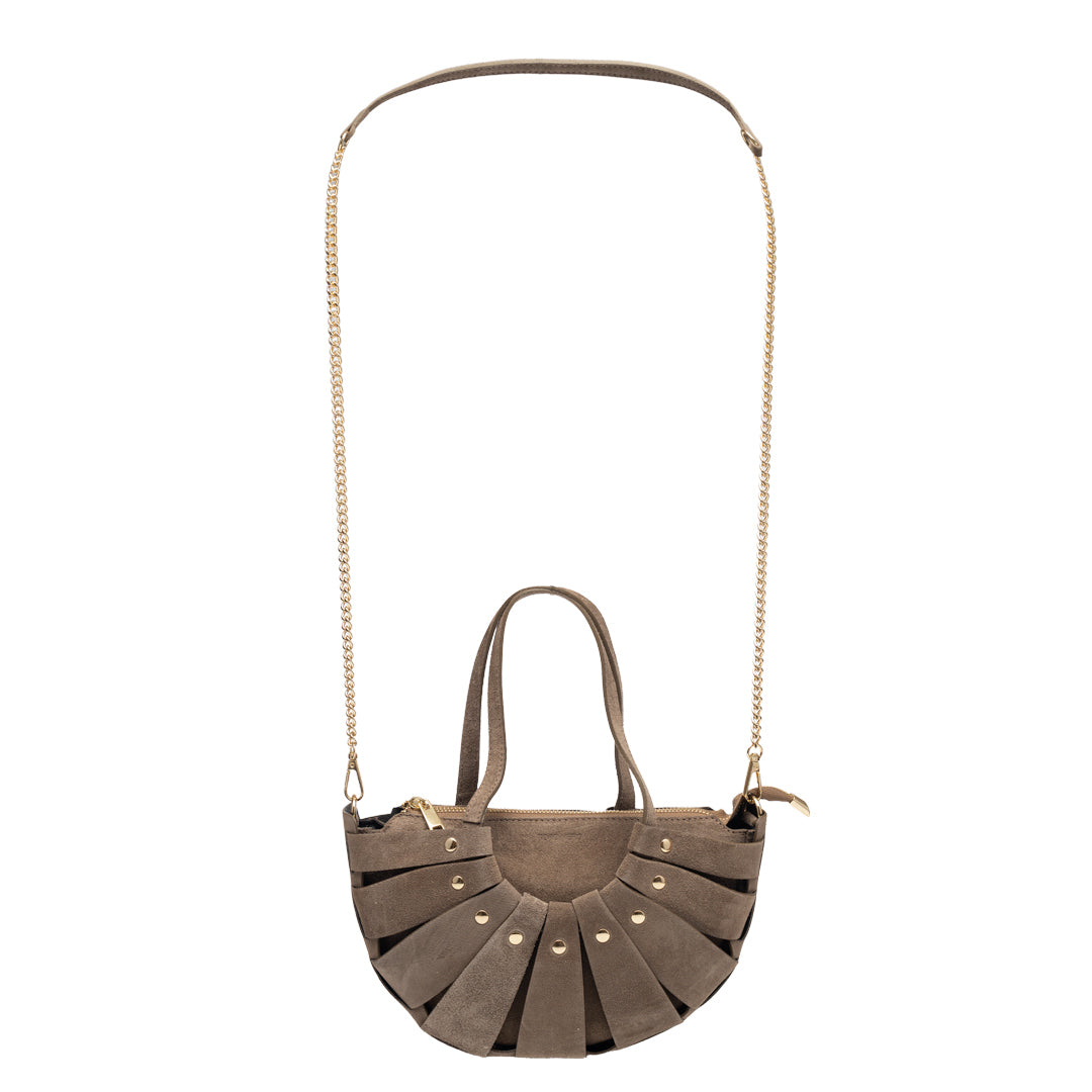 Bolso de mujer de piel natural topo Ruth