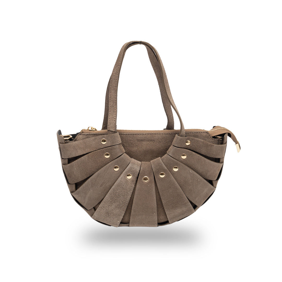 Bolso de mujer de piel natural topo Ruth