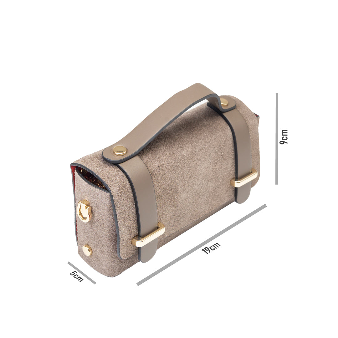 Bolso de piel natural taupe-gamuza para mujer Natalia