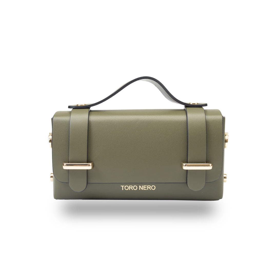 Bolso de mujer de piel genuina verde militar Natalia
