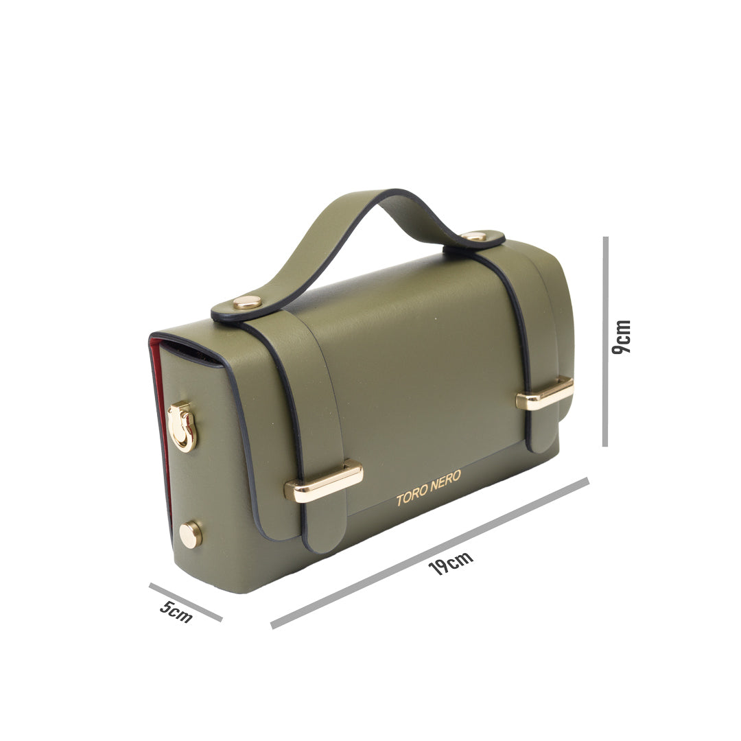 Bolso de mujer de piel genuina verde militar Natalia