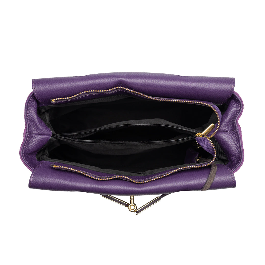 Geantă damă din piele naturala violet Mira