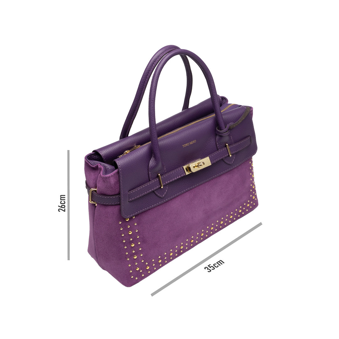 Geantă damă din piele naturala violet Mira