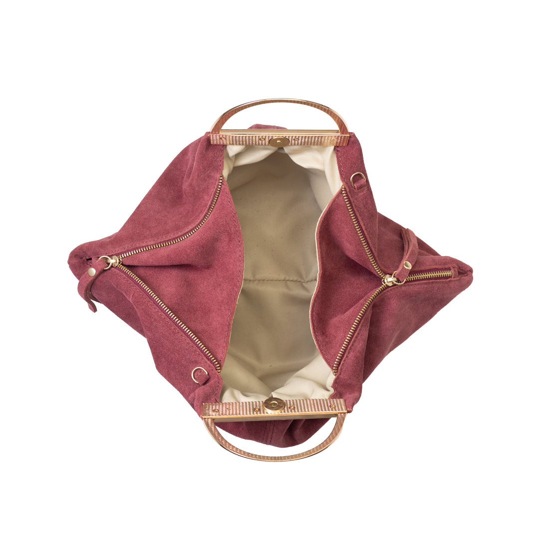 Damenhandtasche aus echtem Leder, bordeauxrot, Modell Monica