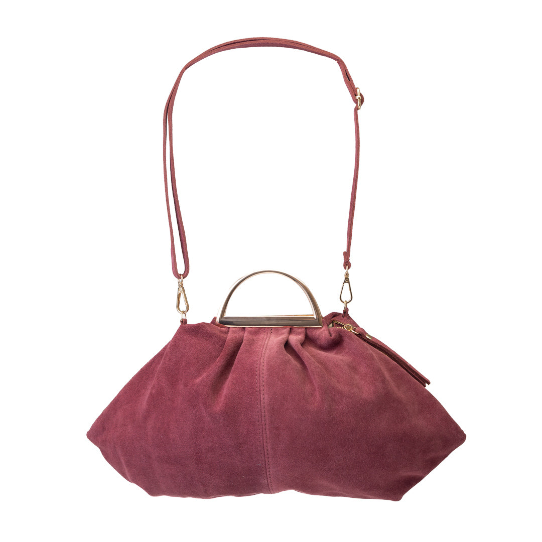 Damenhandtasche aus echtem Leder, bordeauxrot, Modell Monica