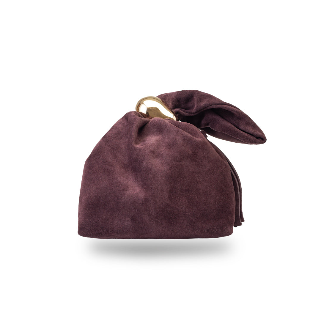 Bolso de mujer de piel serraje natural, burdeos Eliza