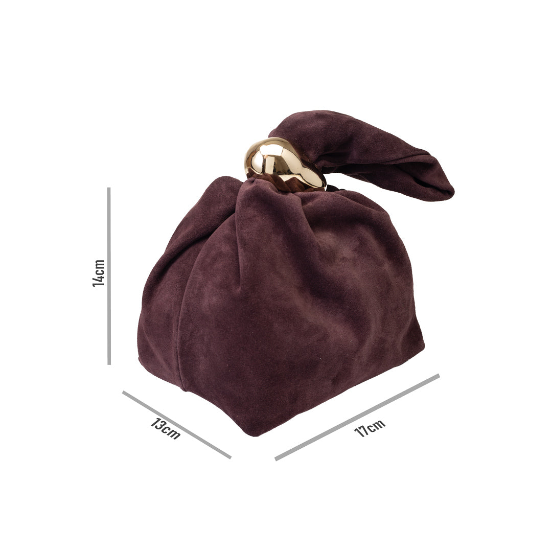 Bolso de mujer de piel serraje natural, burdeos Eliza