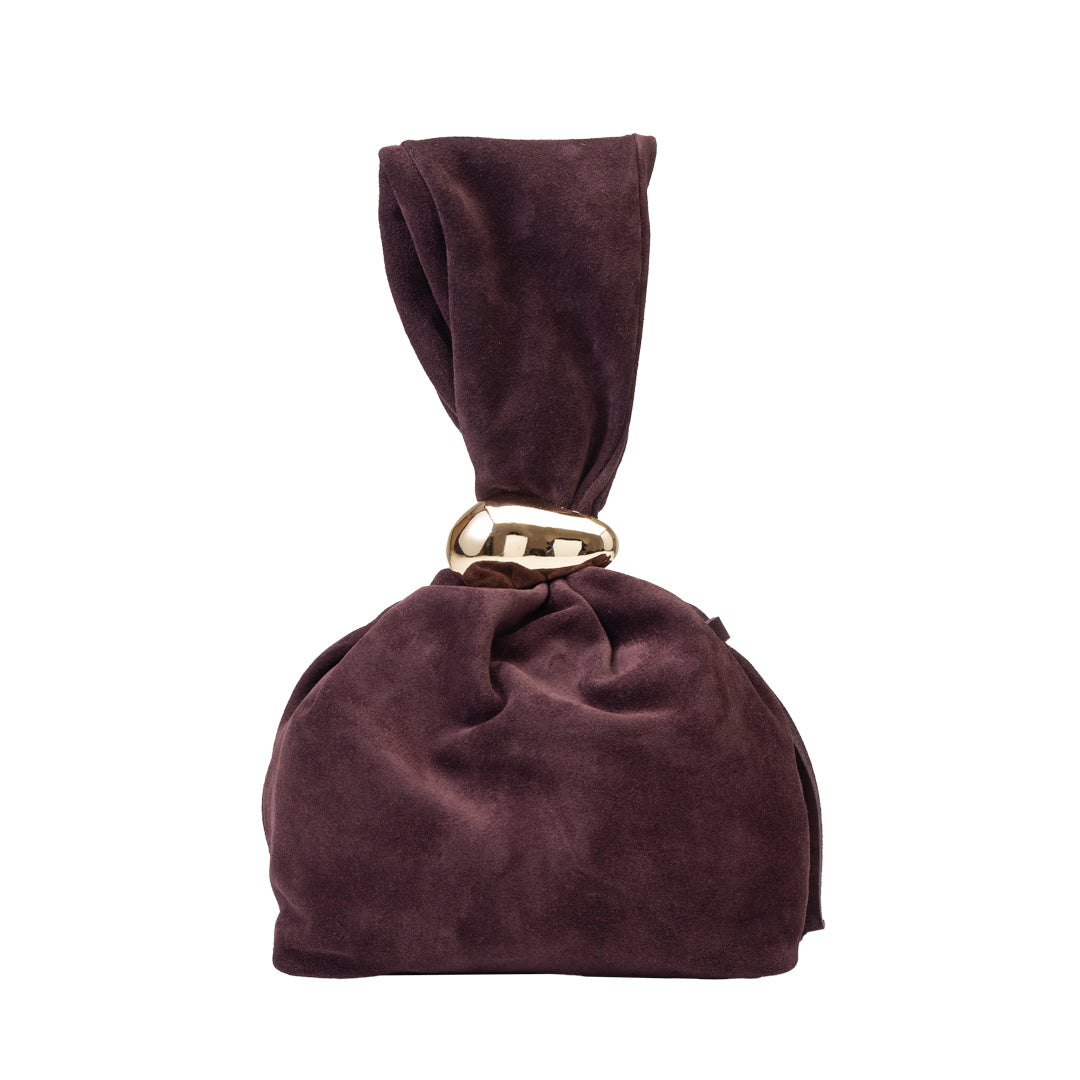 Bolso de mujer de piel serraje natural, burdeos Eliza