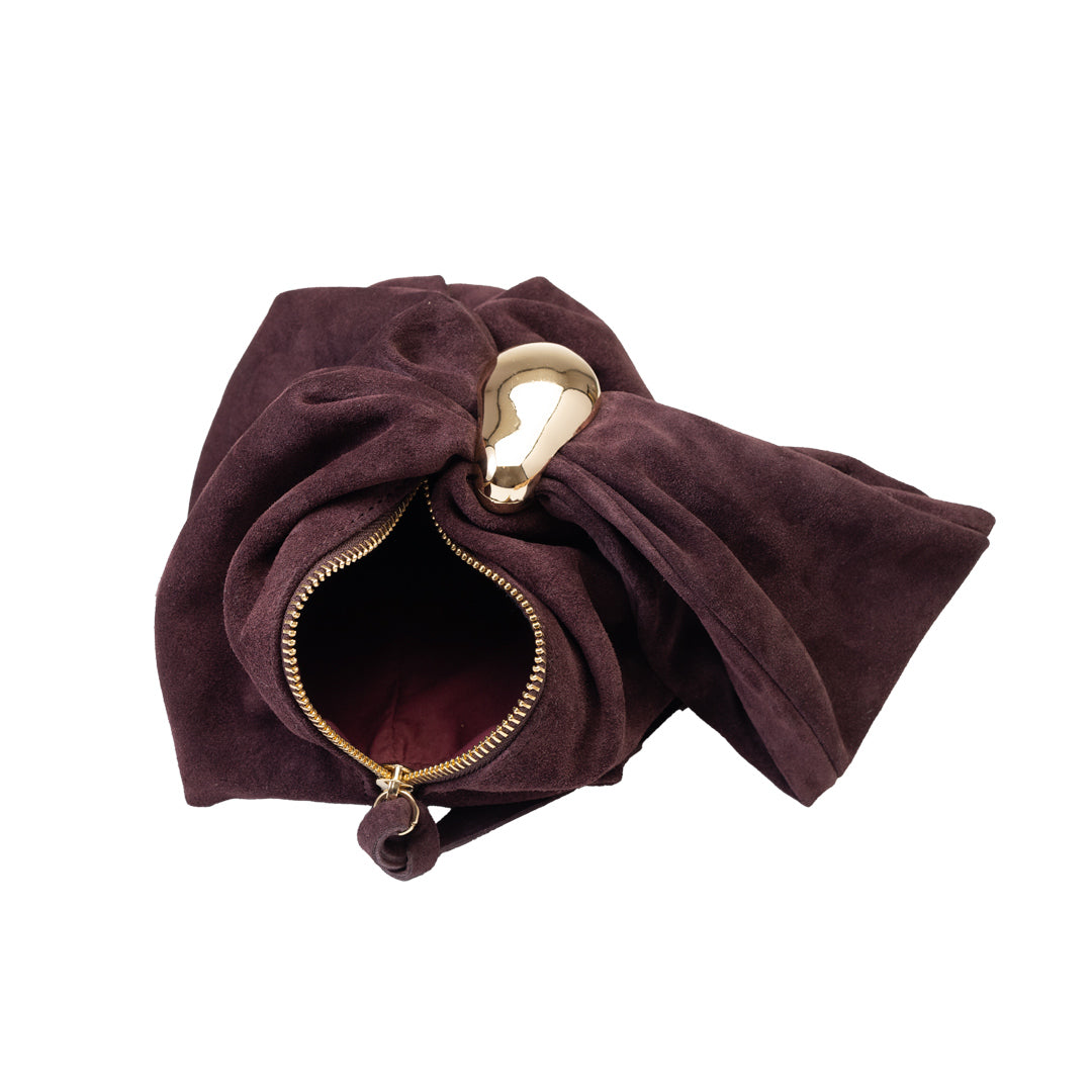 Bolso de mujer de piel serraje natural, burdeos Eliza