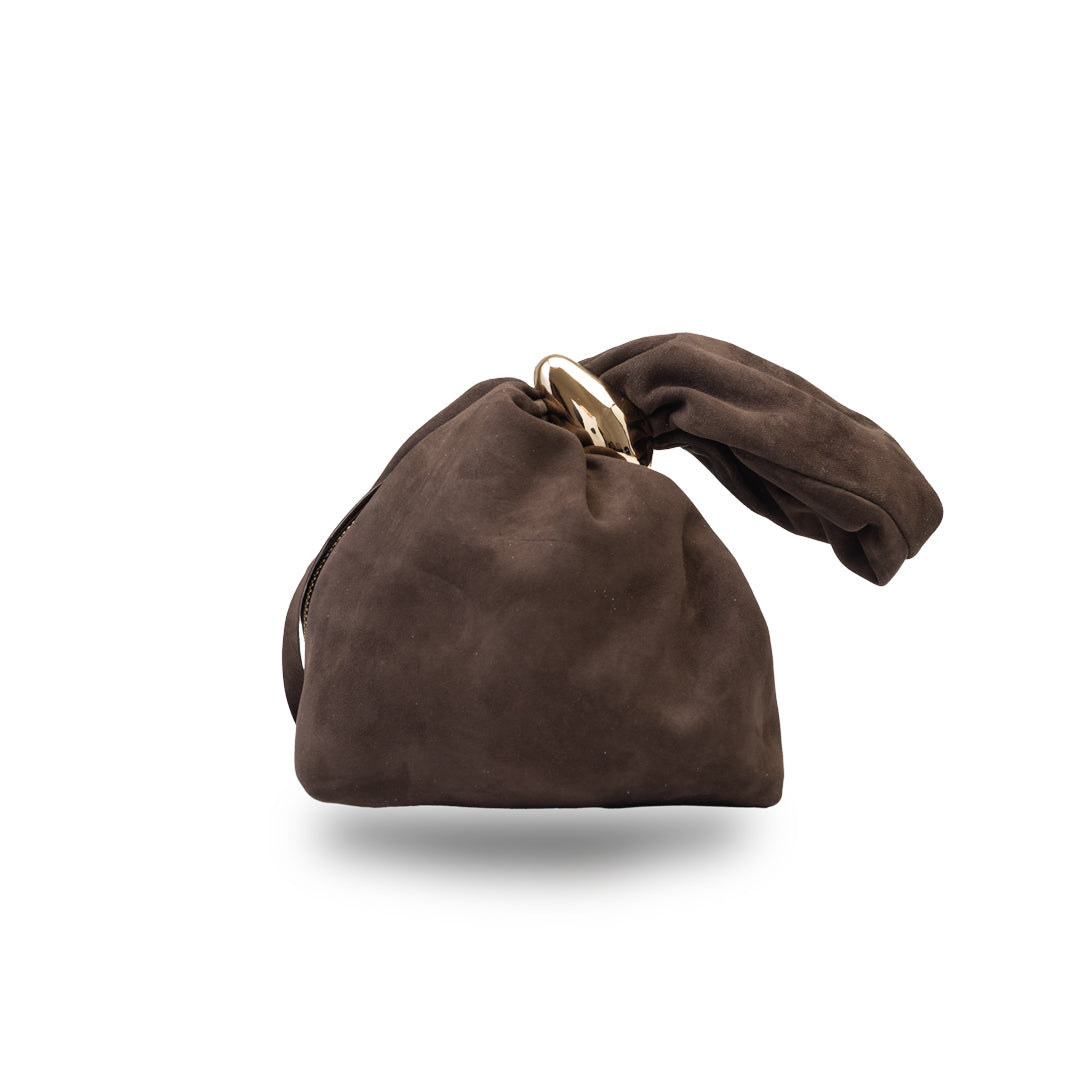 Bolso de mujer de ante natural, marrón oscuro Eliza