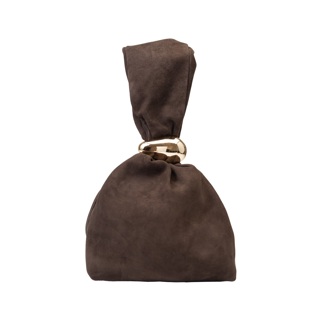 Bolso de mujer de ante natural, marrón oscuro Eliza