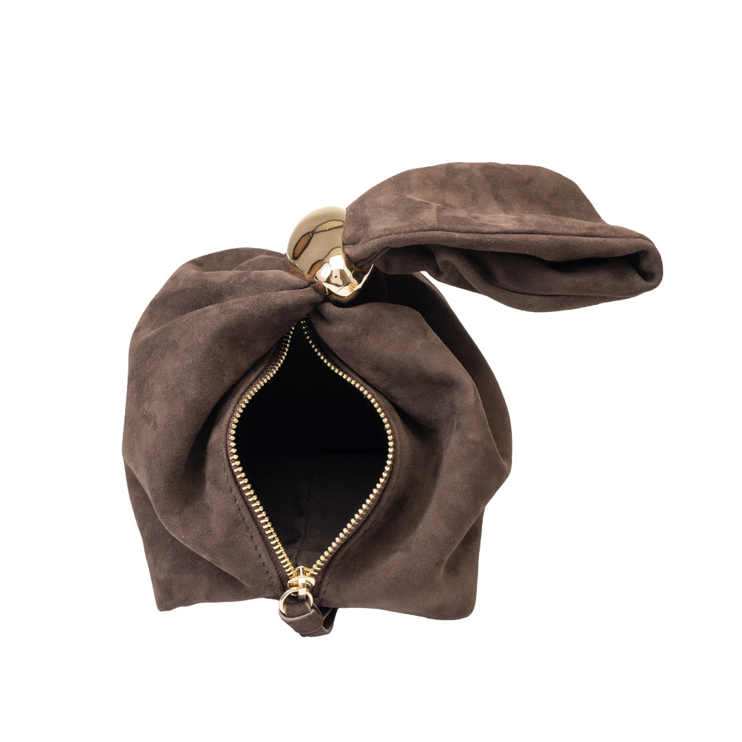 Bolso de mujer de ante natural, marrón oscuro Eliza