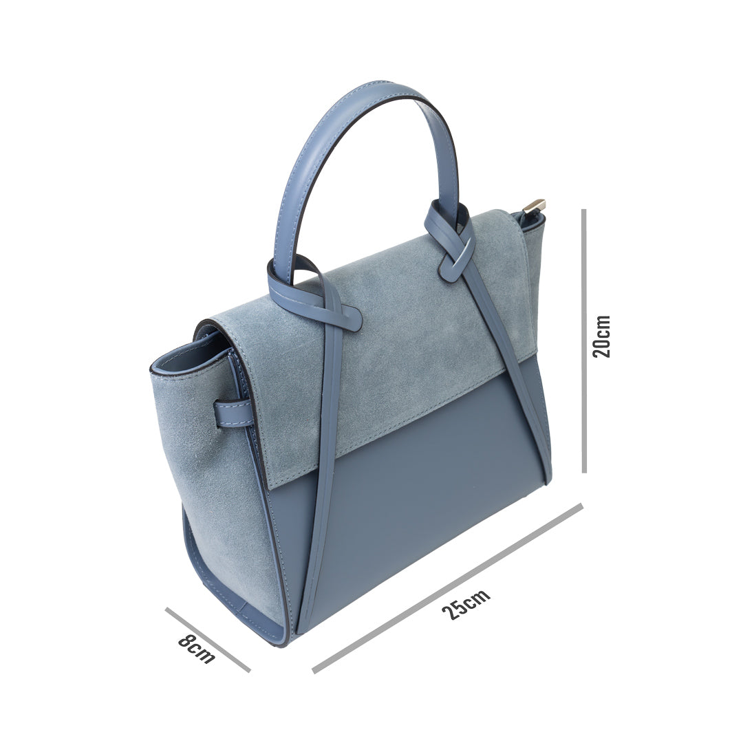 Bolso de mujer de piel de ante natural azul claro Erika