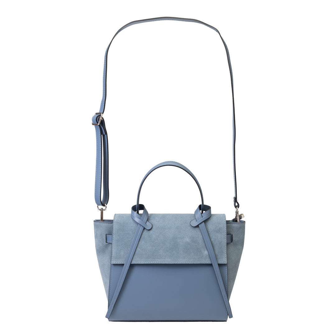 Bolso de mujer de piel de ante natural azul claro Erika