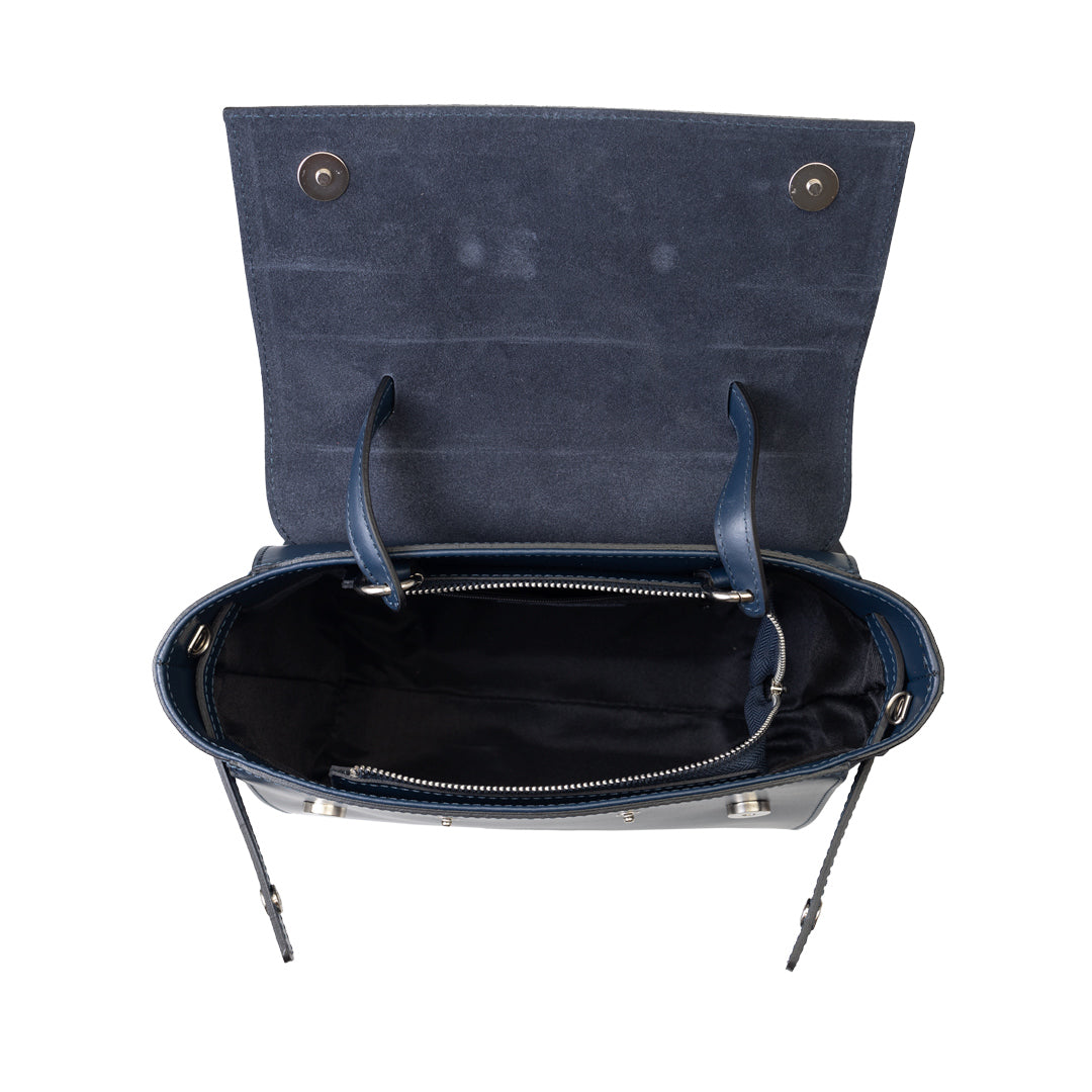 Bolso de mujer de piel de ante natural azul marino Erika