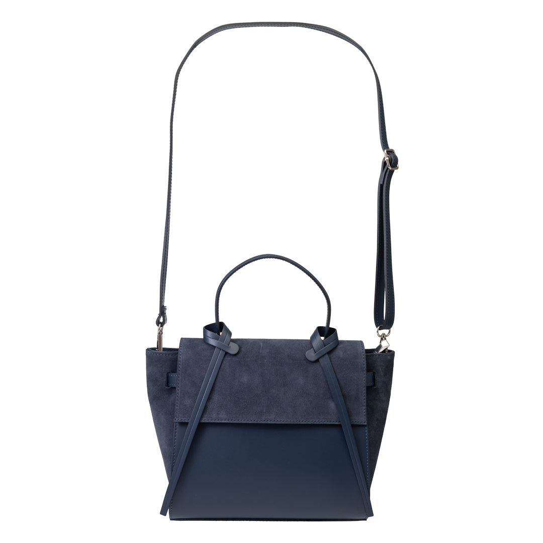 Bolso de mujer de piel de ante natural azul marino Erika