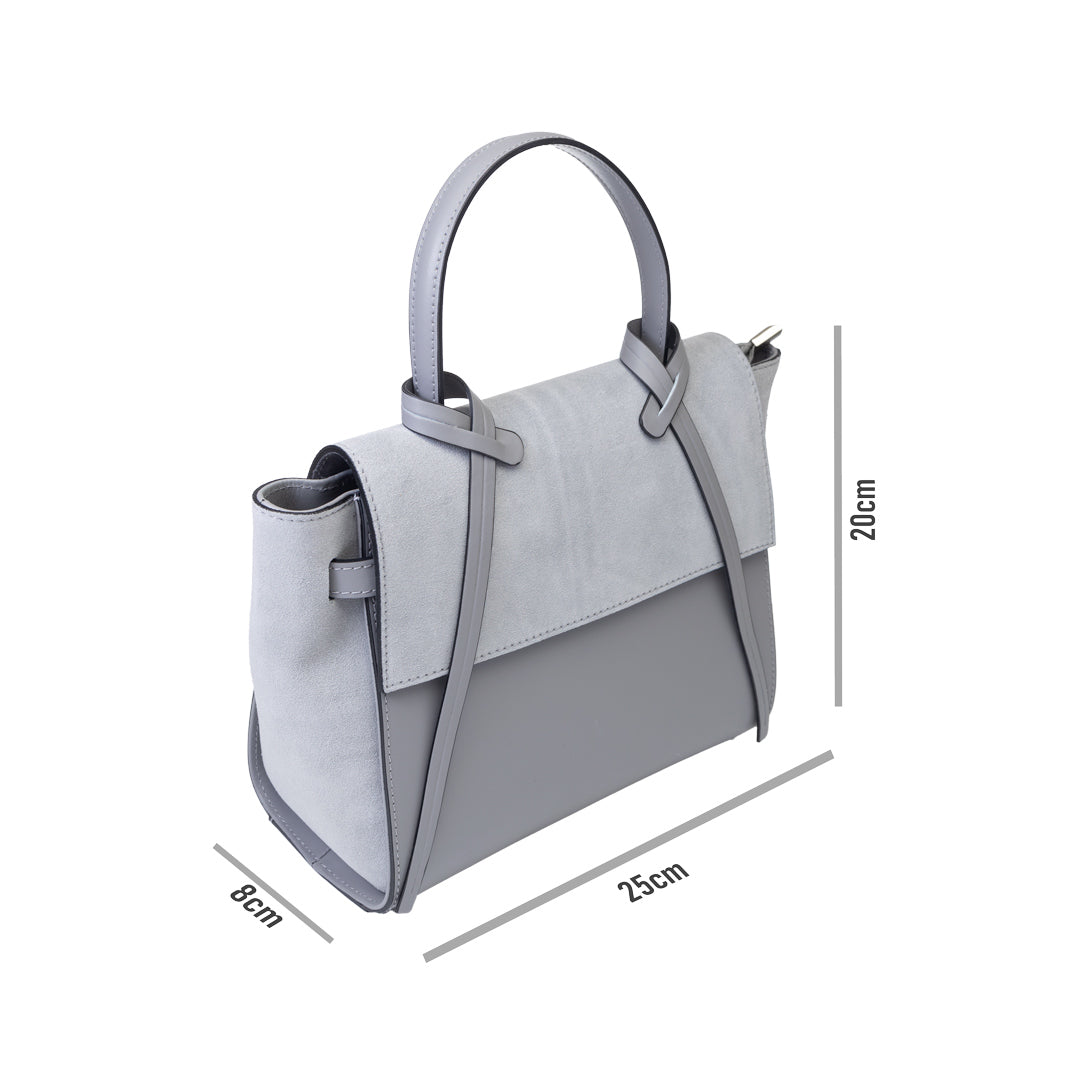 Bolso de mujer de piel de ante natural gris Erika