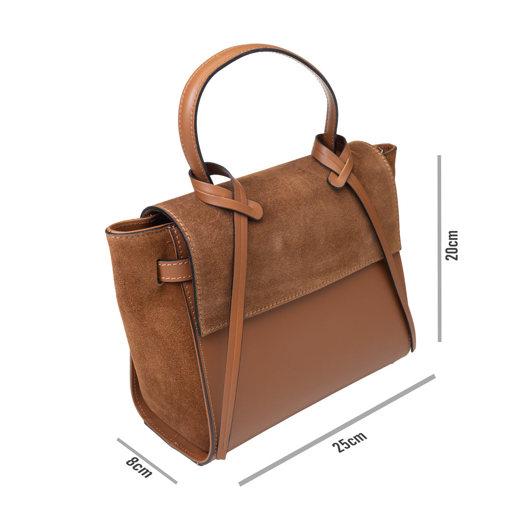 Bolso de mujer de piel de ante natural marrón Erika