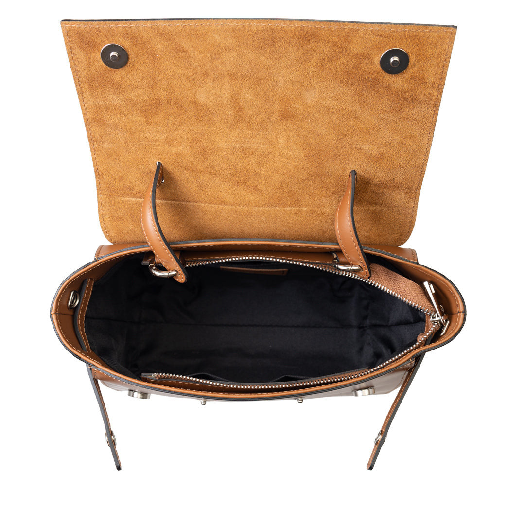 Bolso de mujer de piel de ante natural marrón Erika