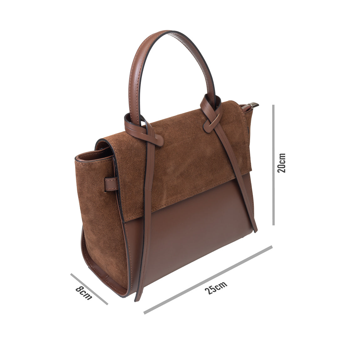 Women's bag made of natural suede dark brown Erika