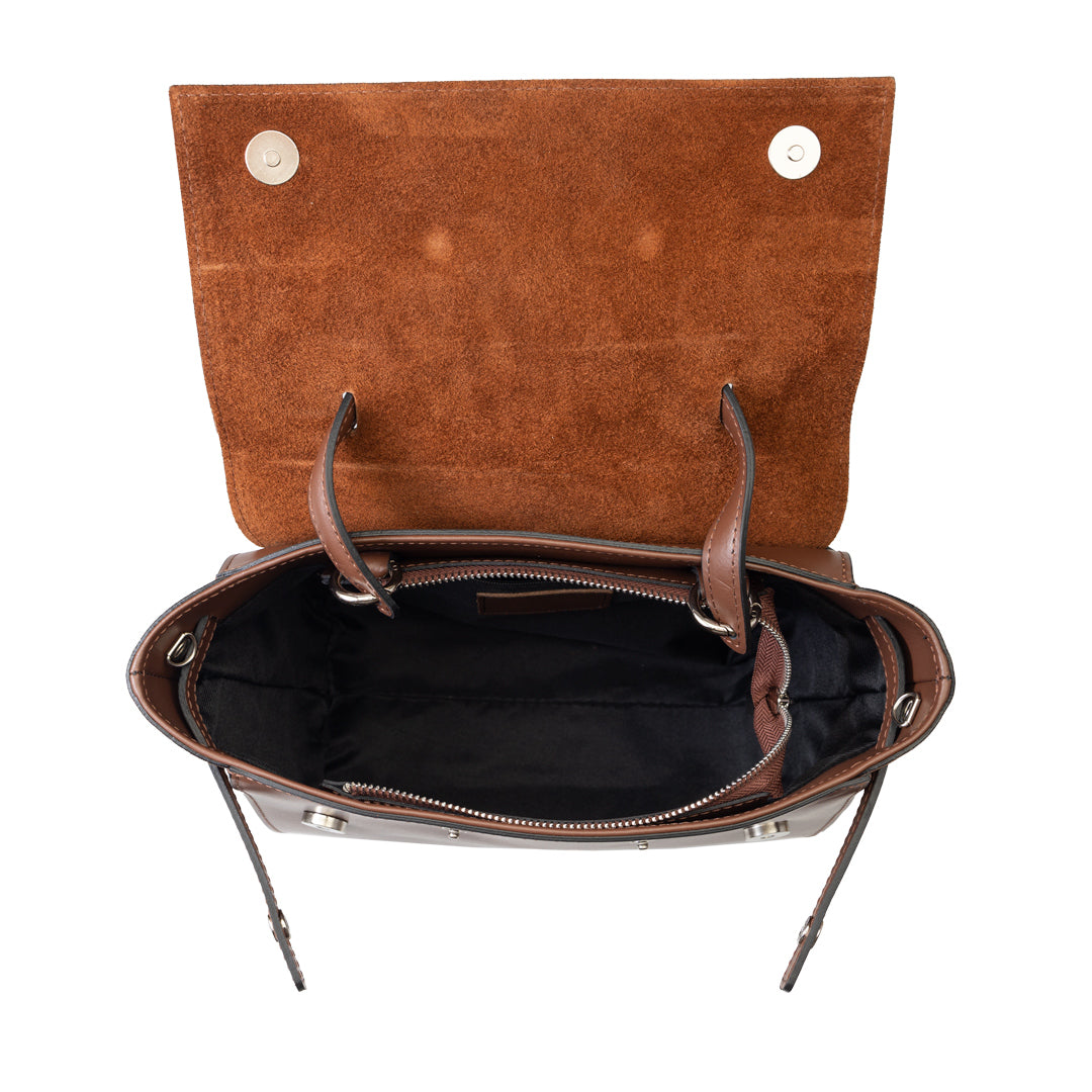Women's bag made of natural suede dark brown Erika